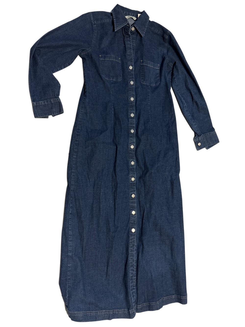 Eddie Bauer Dark Blue Denim Button-Front Maxi Shirt Dress
